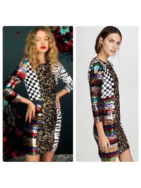 ALICE + OLIVIA Jae Multicolored Sequin Sheath Dress